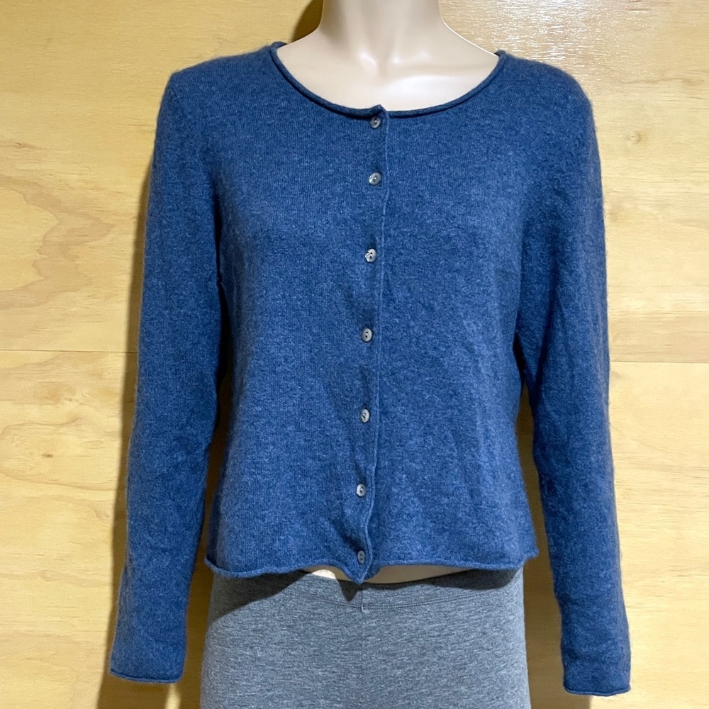 Blue Cashmere Petite Cardigan